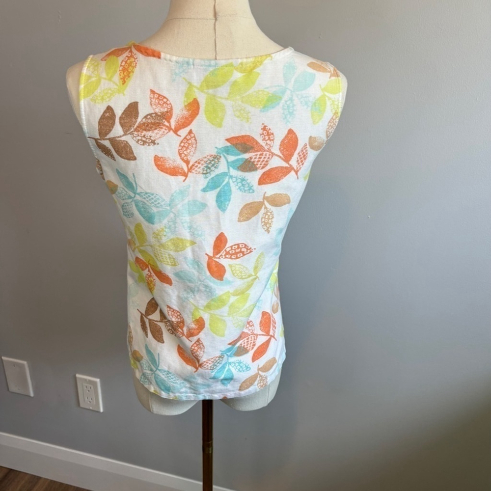 Croft & Barrow, Women's Linen, Leaf Pattern, Sleeveless top, SZ S - Picture 6 of 9